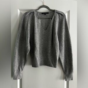 White House Black Market Heather Gray V-Neck Sweater